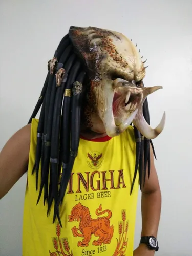 Vista 5 de Modelo caliente juguete depredador réplica máscara látex casco Cosplay traje tamaño de la vida
