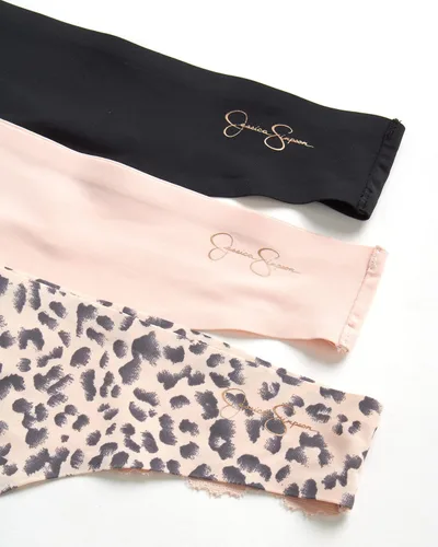 Vista 3 de Jessica Simpson Ropa interior para mujer Paquete de 3 bragas de microfibra elástica duradera sexy Tangas de encaje suave para mujer