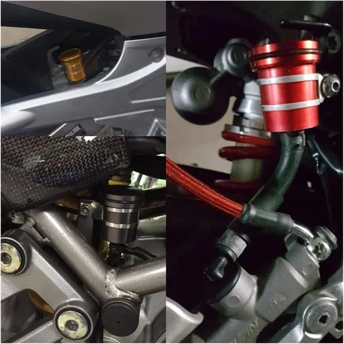 Vista 7 de DOLOX Vaso de aceite para Yamaha XTZ125 2003-2016 2004 2005 2006 2007 2008 2009 10 10 Depósito de líquido de freno trasero Depósito de embrague Tapa