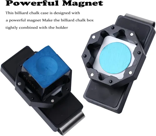 Vista 4 de CUEELF Magnetic Pool Chalk Holder, Portable Aluminum Alloy Billiard Chalk Box with Belt Clip & Built-in Hex Wrench, for Most Billiard Chalk Negro