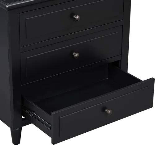 Vista 7 de Farmhouse Nightstand with 3 Drawers and Smooth Gliding Rails, Bedside Table Cabinet with Metal Handle, Minimalist Modern Small End Table for