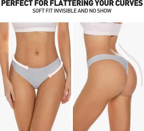 Vista 2 de Jaywan Tangas sin costuras para mujer, transpirables, elásticas, tangas invisibles, paquete de 6, S-XL