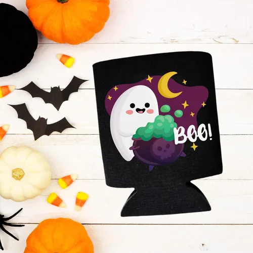 Vista 2 de 12 fundas para enfriadores de latas de Halloween – Trick or Treat Trick or Treat Trébol Cerveza Bebida Suministros Decoración Recuerdos