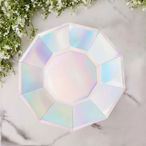 Vista 18 de Efavormart - Paquete de 25 platos de papel decagonal iridiscentes de 7.5 pulgadas, platos de postre geométricos resistentes de 300 GSM para Tipo 3