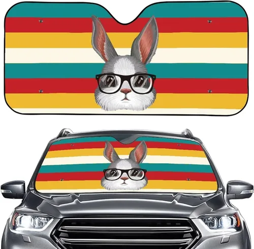 Vista 24 de Talayituse Parasol para parabrisas de automóvil, diseño de gato divertido 3D, ajuste universal, para automóvil, camión, SUV, bloquea el sol