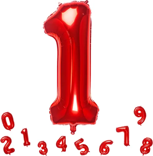 Vista 12 de Globos rojos de 32 pulgadas con el número 3 de aluminio, suministros de decoración de fiesta de cumpleaños (globo rojo del número 3)