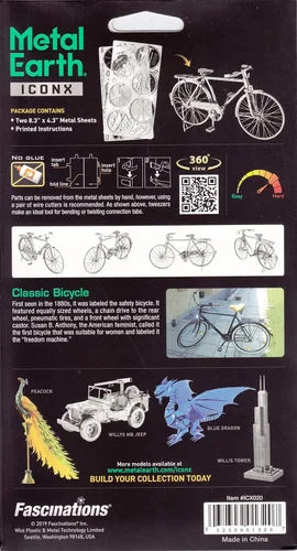 Vista 7 de Fascinations Metal Earth Premium Series Classic Bicycle 3D Kit de modelo de metal