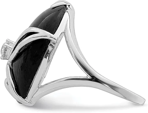 Vista 4 de 925 Sterling Silver Black Onyx Cubic Zirconia Cz Band Ring Stone Natural Shell Wood Fine Jewelry For Women Gifts For Her