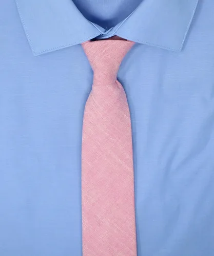 Vista 94 de Corbata delgada de algodón cambray para hombre, estilo desgastado texturizado - 2 1/2 pulgadas de ancho