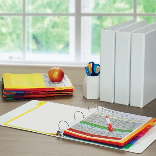 Vista 7 de Oxford Separadores de plástico con 2 bolsillos, separadores de pestañas de corte de 8 pestañas de 1/8, pestañas multicolor grandes, tamaño carta, 24