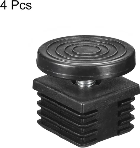 Vista 3 de uxcell 4 piezas de insertos para tubos cuadrados con patas niveladoras, para tubo cuadrado de 1.57 x 1.57 pulgadas, rosca M8-0.049 in de plástico