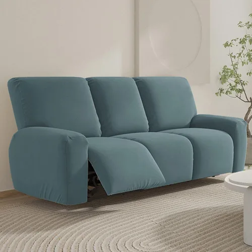 Vista 8 de vctops Fundas para sofá reclinable de 3 cuerpos, elásticas, de punto, suaves, lisas, antideslizantes, para sofá, protector de muebles con parte Café
