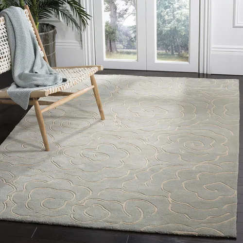 Vista 10 de SAFAVIEH Soho Collection SOH812B - Alfombra decorativa suave de lana y viscosa de 2 x 3 pies, hecha a mano, color azul claro y marfil