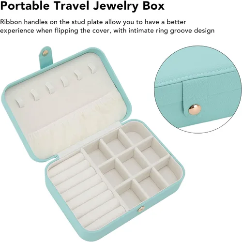 Vista 4 de plplaaoo Joyero organizador de viaje, estuche de joyería de viaje, pequeño organizador portátil, caja de almacenamiento de exhibición, organizador