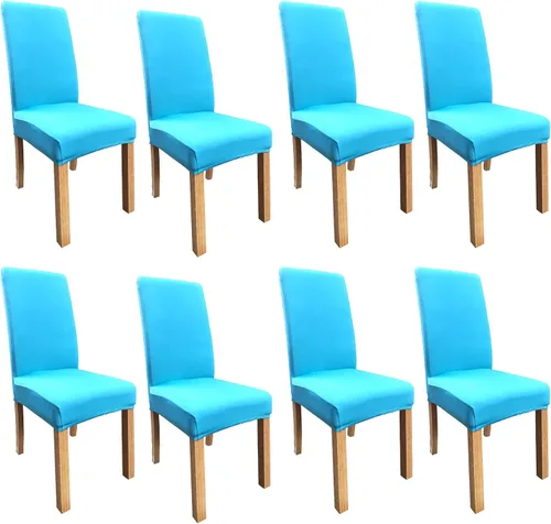 Vista 22 de Funda protectora de tela de elastano elástica extraíble y lavable para silla de comedor (color aguamarina, 6)
