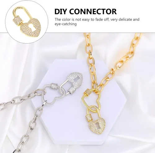 Vista 4 de EXCEART Cierre de collar de ojo de cerradura de corazón, conector de joyería duradero para fabricación de joyas de bricolaje, ligero, compacto