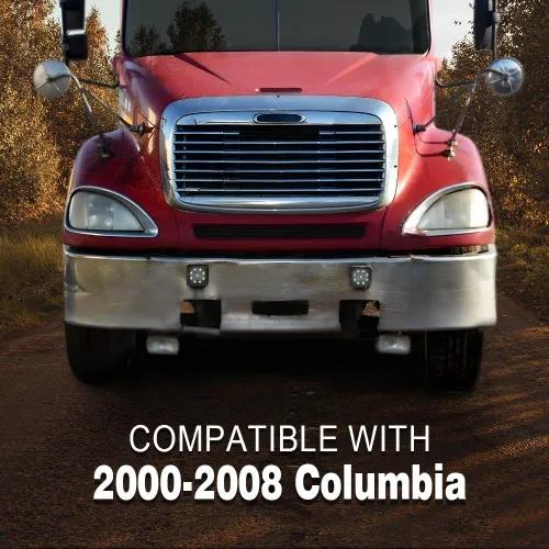 Vista 2 de PIT66 Rejilla, compatible con Freightliner Columbia 2000-2008, rejilla cromada con pantalla de insectos, A1715107000 A1715251003 Front Bumper