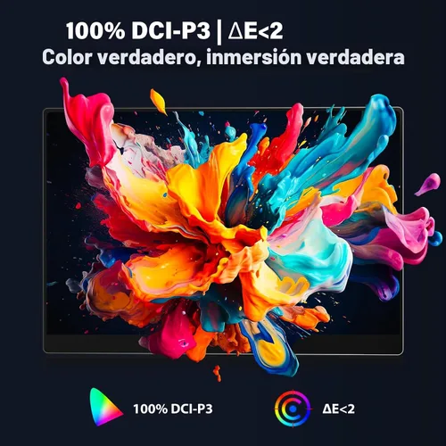 Vista 8 de InnoView Monitor portátil OLED de 14 pulgadas 4k UHD 3840x2400 Monitor portátil 100% DCI-P3 100000:1Contraste Altavoces integrados, monitores