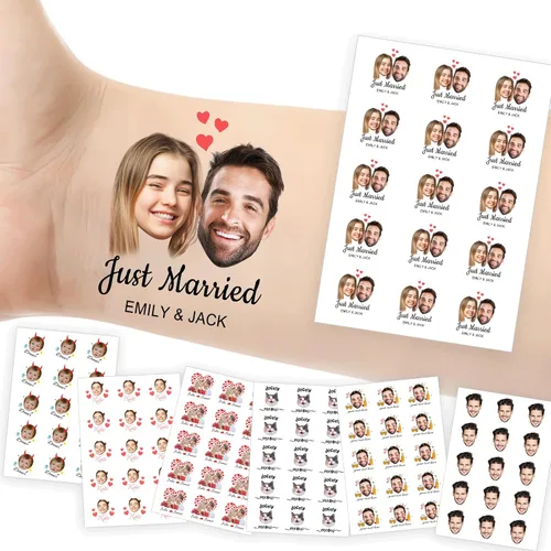 Vista 35 de Tatuajes temporales personalizados con foto y nombre, logotipo personalizado para adultos, niños, mujeres, hombres, regalo de boda, cumpleaños