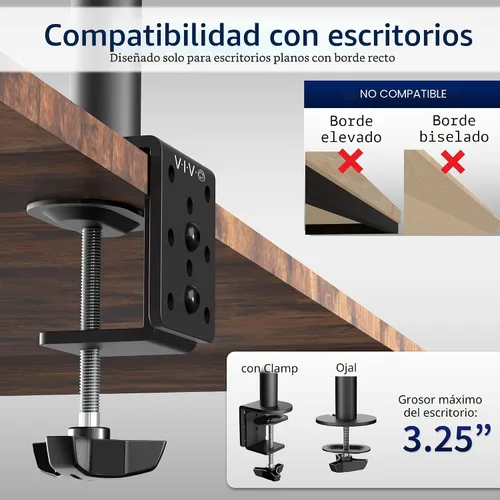 Vista 5 de Soporte de escritorio VIVO para un monitor LCD, para 1 pantalla de hasta 27 pulgadas