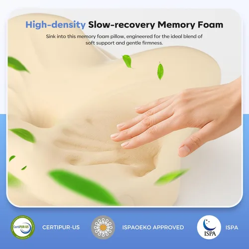 Vista 8 de Almohada cervical para el cuello, almohadas ergonómicas de espuma viscoelástica para aliviar el dolor de cuello con funda de almohada transpirable