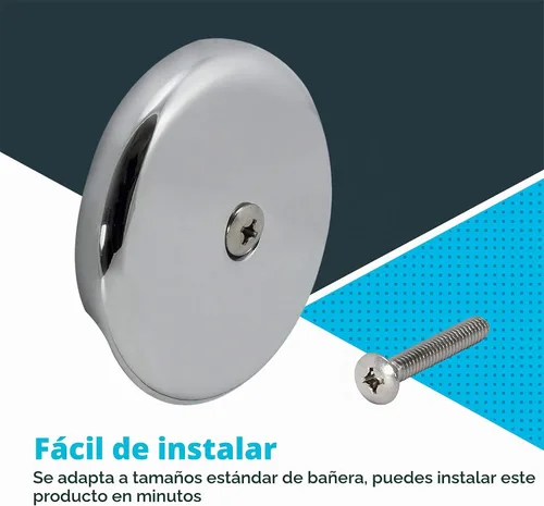 Vista 3 de EZ-FLO Placa frontal de desbordamiento de bañera de 1 agujero con tornillo, acabado cromado, 35247