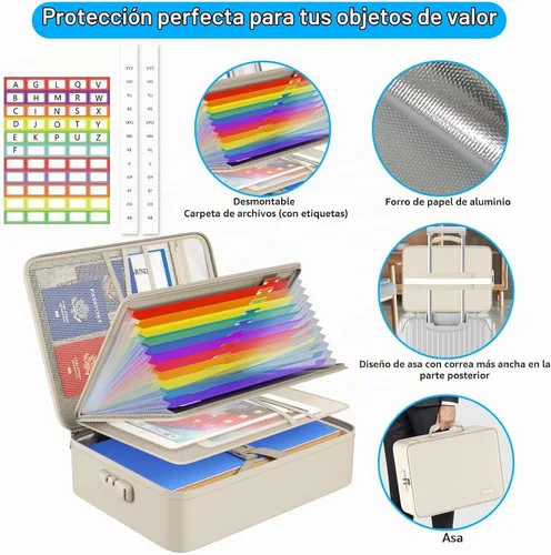 Vista 4 de ENGPOW Fireproof File Organizer Bag with 13 Pockets Accordion File Folder