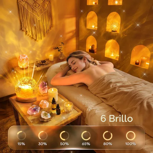 Vista 4 de Mubarek Proyector de luz de cristal, 216 modos de iluminación ambiental para dormitorio, control remoto y USB, luces de habitación para dormitorio
