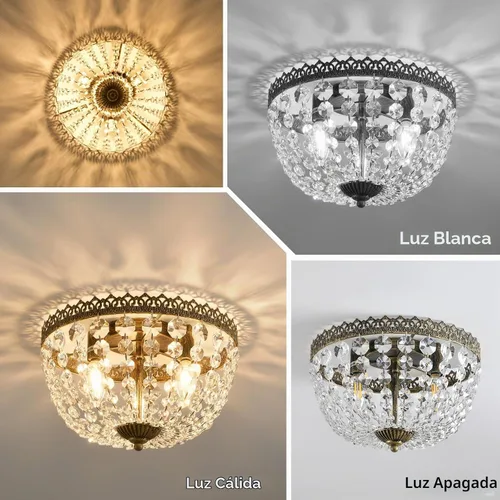 Vista 7 de Candelabro de 3 luces estilo Imperio Francés con cristal K9, iluminación con montaje empotrado para techo, lámpara antigua para comedor, entrada