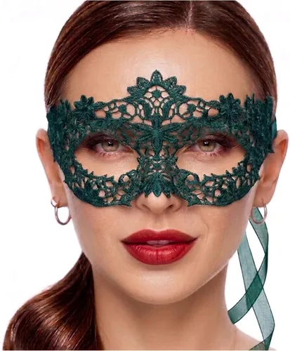 Vista 69 de Masquerade Mask For Women Lace Masquerade Mask for Masquerade Party, Proms, Venetian Party, Mardi Gras, Halloween & Cosplay Ana Bg Pluma de Pavo Real