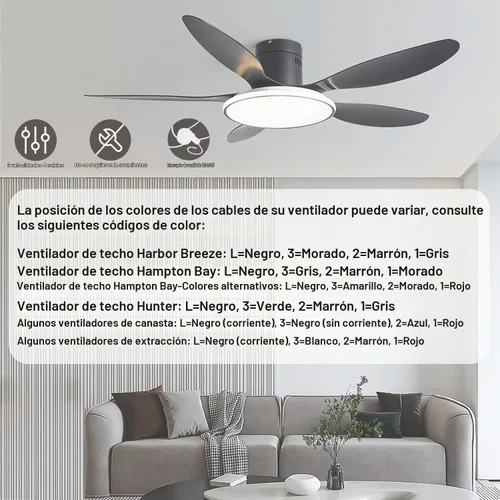 Vista 4 de Interruptor de ventilador de techo con 4 cables preinstalados, 3 velocidades, 4 cables, ZE-208s Zing Ear E89885, interruptor de cadena de tira