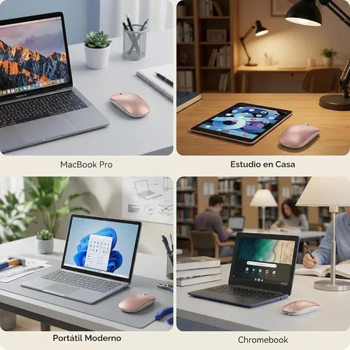 Vista 6 de SABLUTE Ratón para MacBook Wireless Bluetooth Ratones Portátil Mac iPad Oro rosa