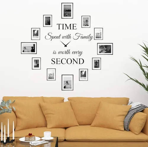 Vista 2 de World of Wall Decal Tiempo Pasado con la Familia Vale Cada Segundo Calcomanía Decorativa para Pared Reloj Familiar Cita Vinilo Arte de Pared DIY Los