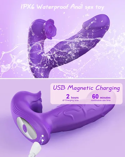 Vista 6 de Juguete Vibrador Rosa para Mujer, Estimulador Consolador de Succión con 9 Modos de Vibradores Succionadores, Control Remoto Estimulación del Punto G