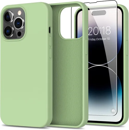Vista 57 de bemal Funda para iPhone 14 Pro con protector de pantalla, silicona líquida de ajuste delgado, forro de microfibra suave, diseñada para mujeres