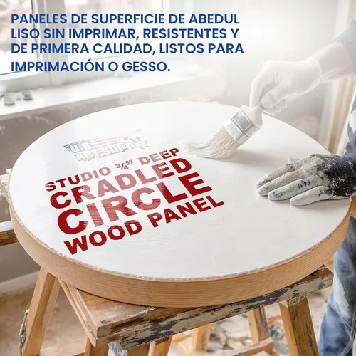 Vista 3 de U.S. Art Supply Paneles de madera acunados redondos sin terminar de 6