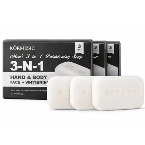 Vista 8 de Jabón en barra 3 en 1 para hombre, aroma natural con infusión de hierbas, limpiador equilibrado de pH rico en humedad para cara, cuerpo y manos