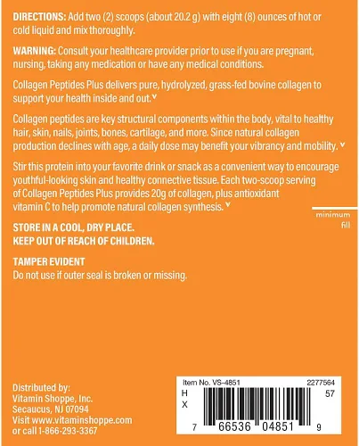 Vista 3 de The Vitamin Shoppe Péptidos de colágeno: elasticidad de la piel, salud de las articulaciones y apoyo del cabello, colágeno hidrolizado