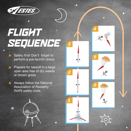 Vista 6 de Estes 1469 Tandem X Rocket Launch Set, conjunto de modelo de cohete volador preconstruido para principiantes para edades de 10+, incluye sistema