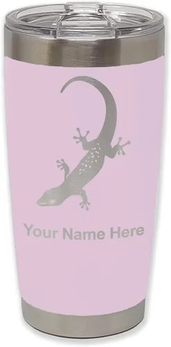 Vista 25 de LaserGram 20oz Vacuum Insulated Tumbler Mug, Gecko, Personalized Engraving Included (Black)