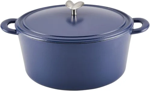 Vista 16 de Ayesha Curry Kitchenware - Sartén de hierro fundido esmaltado con mango auxiliar y boquillas de vertido, 12 pulgadas, color azul ancla