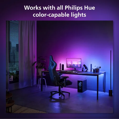 Vista 7 de Philips Hue Tira de luz LED de PC con degradado de ambiente blanco y de color para monitores de 24 a 27 pulgadas, requiere Hue Hub, compatible