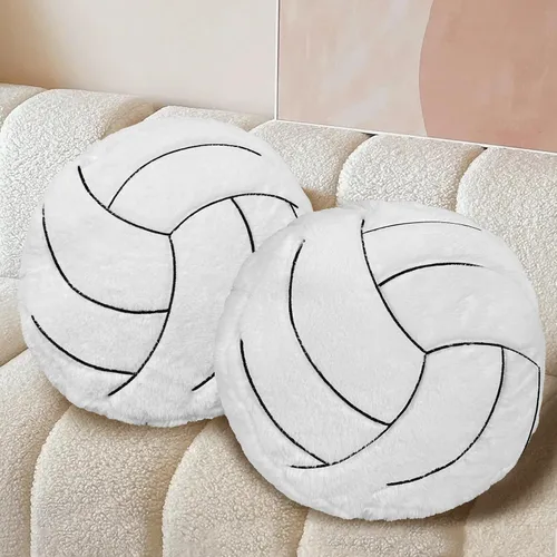 Vista 14 de Paquete de 2 almohadas de béisbol de felpa, suaves y esponjosas redondas con forma de béisbol para habitación de niños, decoración de sofá y cama