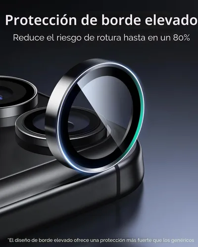 Vista 3 de ESR Protector de lente de cámara para iPhone 15 Pro Max/15 Pro/14 Pro Max/14 Pro, protector de lente individual HD ultra resistente, vidrio templado