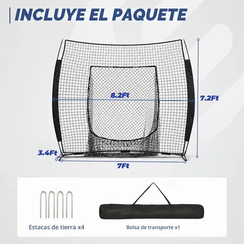 Vista 6 de 7x7ft Baseball Net for Batting Hitting Pitching Fielding Negro