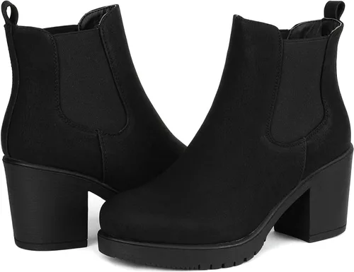 Vista 3 de DREAM PAIRS. FRE - Botines de tacón alto estilo Chelsea para mujer