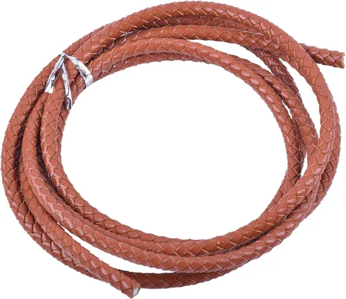 Vista 21 de 2 yardas 8.0mm Cordón redondo de cuero trenzado auténtico marrón antiguo para corbata de bolo
