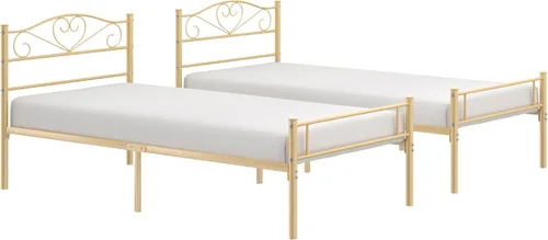 Vista 9 de VECELO Base de cama de tamaño individual con cabecero y estribo, base de colchón de metal, no necesita somier, resistente y fácil de instalar, 2