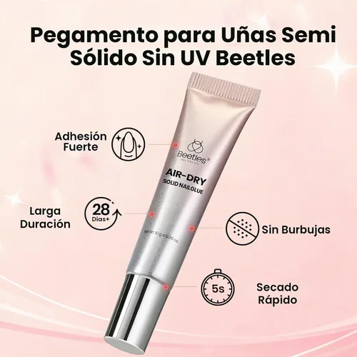 Vista 2 de Beetles - Pegamento de uñas súper fuerte de 0.35 onzas para uñas a presión, no necesita lámpara UV Pegamento de uñas semisólido de secado rápido