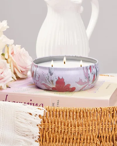 Vista 21 de M&SENSE Velas aromáticas de bayas cítricas, vela grande de lata de soja de 3 mechas, más de 40 horas de tiempo de combustión, cera vegana 100%